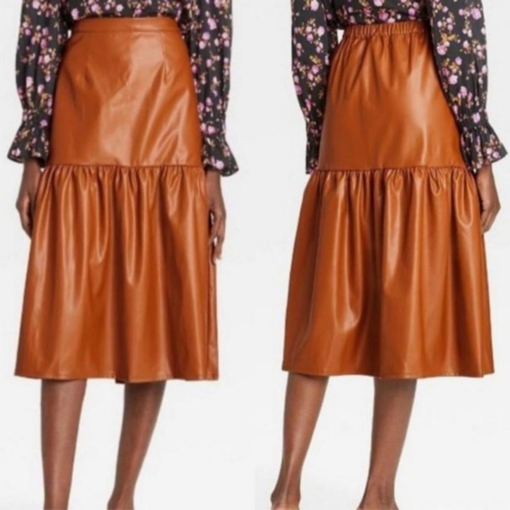 Plus size Who What Where Faux Leather Rust Skirt size XXL - NWT